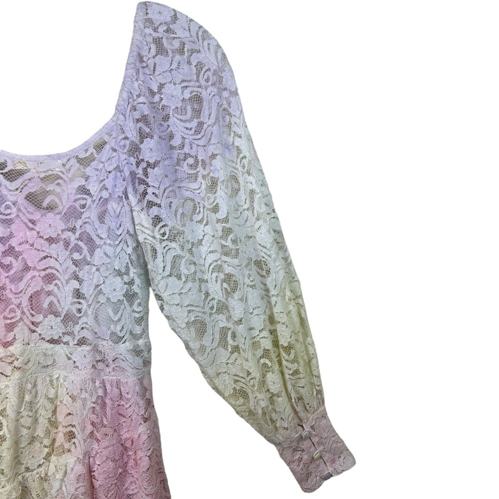 LoveShackFancy Pastel Lace Mini Dress in Pink, Purple, Cream - Picture 14 of 16